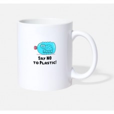 No Plastic Waste Pollution Recycling Ecofriendly White Mugs